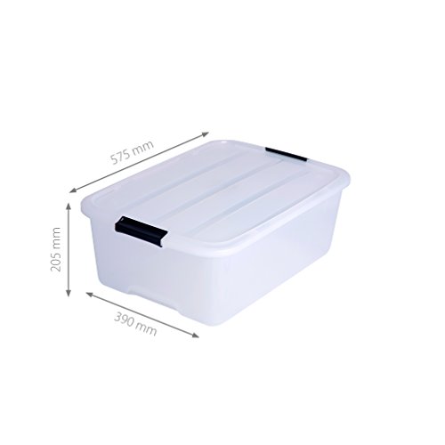Iris 140065 Aufbewahrungsbox set von 3, Ordnungssystem, Stapelbare mit Handel 30 L, Kunststoffbox mit deckel, transparent - 2