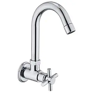 JAGGER Sink Tap Goft Swivel Spout Chrome Plated Foam Flow 15mm, Sink Cock, Bathroom Fittings, Taps