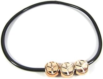 2 x Black Gummy Bands Jelly Bangle Bracelets With PEACE &amp; HEART Charms