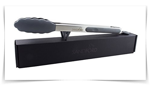 Die schlauere Küchen- und Grillzange! Premium Sandford Küchenzange mit integriertem Standfuß I Hygienisch-sauberes Ablegen beim Kochen, Grillen, Backen und Servieren | Aus Edelstahl mit Silikon in bester LFGB Qualität | lebensmittelsicher & schadstofffrei I Die ideale universal Mehrzweck Zange für Fleisch, Salat, Spaghetti, Wurst, Aufback-Brötchen und vieles mehr… - 8