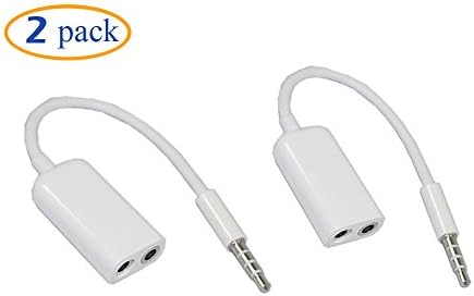 CooPro 2-Pack 3.5mm Audio Jack Stereo Headphone Splitter Cable Adapter for iPhone iPad iPod -White