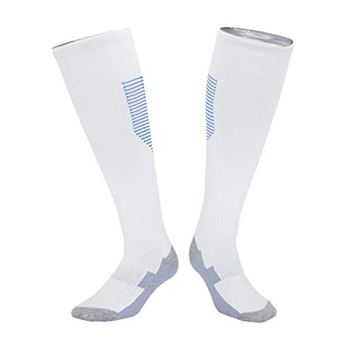 Preisvergleich Produktbild STAZSX Fußball-Socken Schweiß absorbierende atmungsaktive Trainingsstrümpfe für Herren, Fußball-Socken, weiß, blau