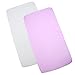BabyPrem Pack of 2 Fitted Crib / Pram Sheets 100% Cotton - 1White & 1 Pink