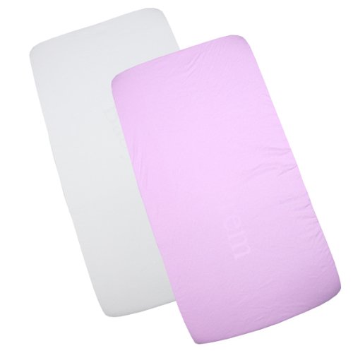 BabyPrem Pack of 2 Fitted Crib / Pram Sheets 100% Cotton - 1White & 1 Pink