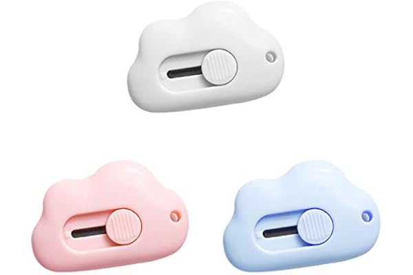FOUTP 3 Pièces Mini Couteau Utilitaire, Mini Ouvre-Lettre, Mini Cutter, Utilisé pour les Cadeaux de Décoration de Porte-Clés, Adapté pour le Carton, le Papier, la Boîte(3 Couleurs)
