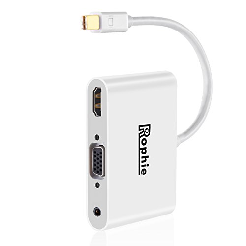 4 in 1 Mini DisplayPort Adapter Rophie 4K*2K Vergoldet Mini DP/Mini DisplayPort auf 3 Port(HDMI+ VGA+Audio +Mikro USB Port) Adapter