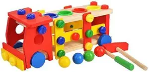 IndusBay Assemble 2 in 1 Screw Car Vehicle Truck Hammer Ball DIY Multifunction Building Blocks Tool Truck Toy for Kids Boys Girls | Knock Tinker Toy (36 Pieces) (Multicolor)