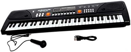 Shoptail Bigfun Musical Piano & Electronic Keyboard for Kids with LED Display & Microphone (Mic) with Recording Rechargable & USB Power Option, 61 Keys BF630A1 (Black)