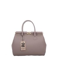 Chicca Tutto Moda CTM Borsa Bauletto da Donna Elegante con Manici e Tracolla, 35x28x16cm, Vera pelle Made in Italy