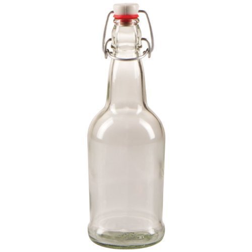500ml (16 oz) Clear Flip-cap Bottles, 12 Pack by MHB