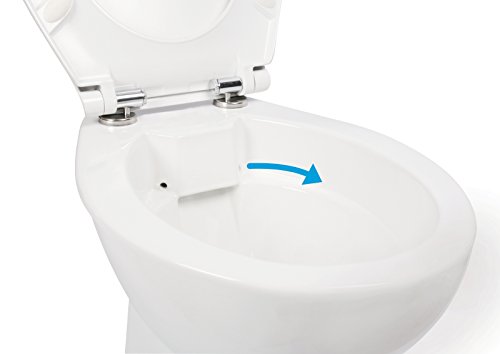 Stand-WC-Set +7 cm | Spülrandlos | Erhöhtes WC | Inklusive WC-Sitz | Für Senioren und große Menschen | Tiefspüler | Abgang waagerecht | Weiß | Spülrandlose Toilette | Spülrandloses WC | Stand-WC | Einfache Reinigung - 7