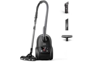 Philips Odkurzacz Workowy Performer LED z Serii 8000 - Silnik o Mocy 900 W, Nasadka TriActive+ LED, filtr HEPA, zasięg 12 m, Mocne Worki, Głęboka Czerń (XD8122/10)