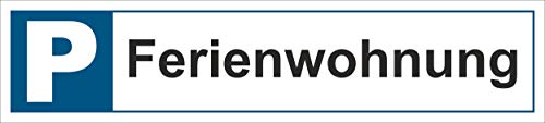 Preisvergleich Produktbild KE-Partyzubehör Parkplatz-Schild 52x11cm Kfz-Kennzeichen – Ferienwohnung – 3mm Aluverbund / Bohrlöcher