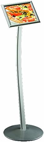 Info Stand Curved DIN A4 in Silver Screen Sales – Desinger Under The Menu Boards.