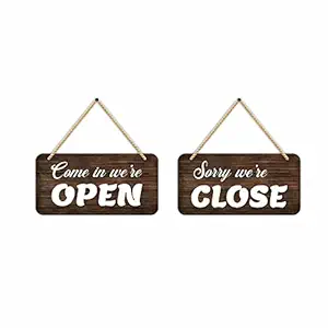 KREEPO Handmade Art of Business Sign Open and Close Hanging Board New Look for Bar, Restaurants, Cafes Pubs, Business Purpose (10inch x 5inch)