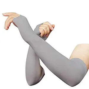 Novelty Hand Gloves, Skinny fit Unisex Cotton UV Protection Arm Sleeves - Grey Color