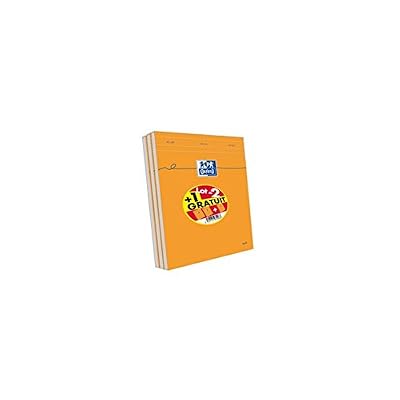 Oxford Lot de 3 Blocs Orange A4 agrafé non perforé 160 pages petits carreaux