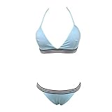 XuxMim Bikini-Badeanzug-Badebekleidung der Frauen Zweiteiliger Fester reizvoller aufgeteilter Badeanzug(Hellblau,Medium)