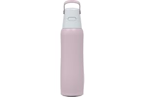 Dafi Solid Steel Gourde Filtrante avec Charbon Actif, en Acier Inoxydable, Rose 800ml - sans BPA, fabriqué dans l'UE Gourde paille - Bouteille Filtrante, Purificateur d eau