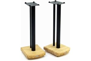 BOTARO MOSÉCO 6 Bamboo Speaker Stands, Natural Base & Satin Black Column, Max Load 7.5kg, Part Number MOSECO6BLACK/NATURAL
