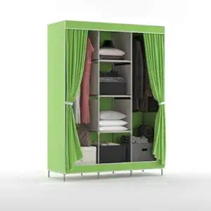 Homeland Metal Collapsible Wardrobe for Clothes| Kids Room, Storage, Bed Room|Green (43x 105x 167) cm