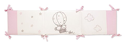 Pirulos Globo - Edredón, protector y cojín, 62 x 125 cm, color blanco y rosa
