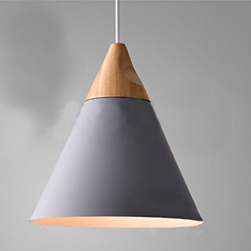 Baoblaze E27 Pendente Lampadario Paralumi in Legno per Lampada a Sospensione Lampadario a Sospensione Plafoniera - Grigio