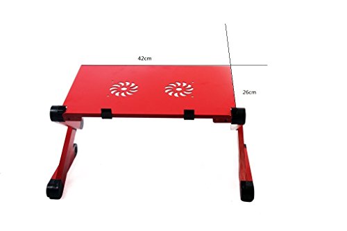 Colorfulword Einstellbare Frühstück Tablett Belüftete Laptop Tabelle Notebook Laptoptisch Laptop Ständer Tisch – Aluminium – Ausklappbare Ebenen – Schwarz (RED) - 2