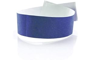 Fun Fan Line - 200 unidades Pulseras identificativas 19 mm de papel tyvek. Pulseras de control numeradas con cierre adhesivo. Intransferible y resistente al agua. (Color Azul)