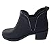 Produktbild serliyDamen Ankle Boots Slip-On Stiefeletten Flache Blockabsatz Stiefel Klassisch Komfortable rutschfest für Daily Casual Schwarz