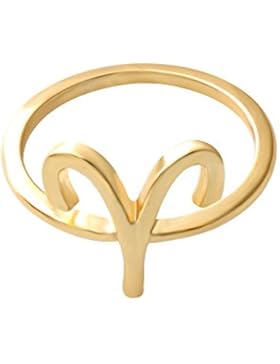 Goldener Horoskop-Astrologie-Ring von Senfai, Konstellation der 12 Sternzeichen.
