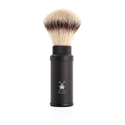 Muhle Synthetic Silvertip Fibre Travel Shaving Brush With Black Handle
