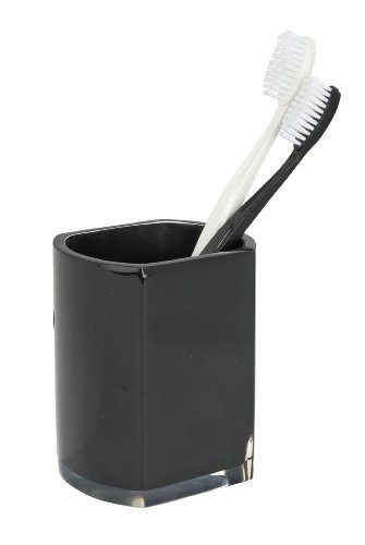 WENKO 20008100 Zahnputzbecher Lido Black , Kunststoff - Polyresin, 8.1 x 9.9 x 7 cm, Schwarz