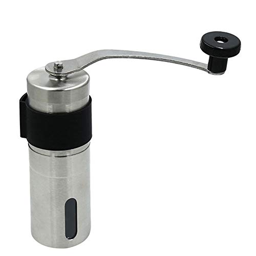 LDJC Edelstahl-Handbuch Kaffeemühle, handgemachte Haushalts-bewegliche Kaffeebohne Schleifmaschinen Küchen-Werkzeug Keramik-gewundenes Muster Schleifmaschinen,Large4.5 * 18.6