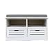 Produktbild shougui trade Schuhregal Bench Storage 2 Schubladen, weißer Schuhschrank mit Sitz und grauem Kissen Flur Schlafzimmer Wohnzimmermöbel