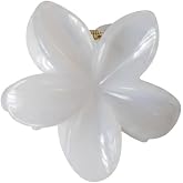 Lotus Sa&ccedil; Tokası &ndash; B&uuml;y&uuml;k Boy 8 cm, Tekli Sa&ccedil; Tokası, Lotus &Ccedil;i&ccedil;eği Tasarımı (Beyaz)