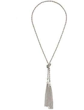 lureme Einfach Silber Thin Kette Knot and Quaste Lange Halskette (01003351)