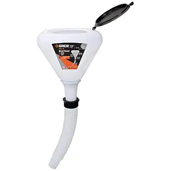 GROZ Smart Funnel with Dust Cap | Ideal for use with Diesel, Gasoline, Kerosene, Urea & Other Water Based Media |Capacity: 1.7 Liters | Comes with Wire Mesh Screen, Dust Cap & Flexible Spout | FNL/8