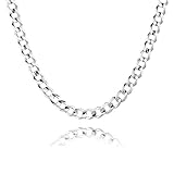 Kette: eine stabile Panzerkette aus nickelfreien 925 Silber. Die Kette wurde im modernsten Spezialverfahren beschichtet und ist somit anlaufgeschützt. Kettenlänge: 50 cm. Kettenbreite: 0,6 cm. Gewicht der Kette: 28 g. Mit Karabinerverschluß. Für Allergiker geeignet.