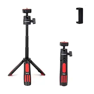 POLAM-FOTOLightweight Desktop Mini Tripod 3 Levels Adjustment 360 Ball Head Cold Shoefor Camera/Phone/Webcam/DSLR/Sony/Gopro?Extendable Selfie Stick, for Vlogging, Live Streaming