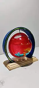 SHAANS Pearl World Cup Trophy Design 6 inch Fish Bowl with Stand (Inside The Box No Stone & Flower) Round Ends Aquarium Tank