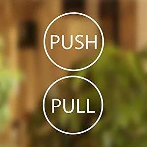 Pull Push Door 13cm Stickers Shop Window Salon Cafe Restaurant Office Vinyl Sign