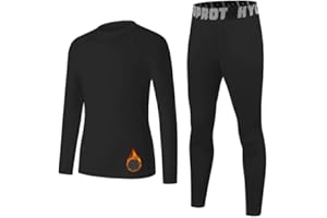 HYCOPROT Młodzieżowy zestaw bielizny termicznej dla chłopców kalesony bazowa podszewka polarowa koszula kompresyjna legginsy spodnie dziewczęce termiczne zimowe zestawy górne i dolne zestawy dla