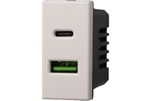 ZOREI Serie Civile Compatibile Con Bticino Axolute (Presa Caricatore USB C + USB-A 3.1A, Bianco)