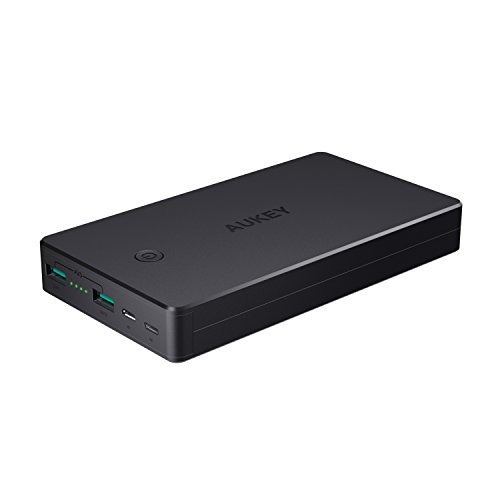 AUKEY Batterie Externe 20000mAh, Power Bank 2 Ports Entrée (Micro USB + Lightning), pour iPhone X/ 8/ Plus/ 7/ 6s, Samsung S8+/ S8, iPad, Tablette etc.