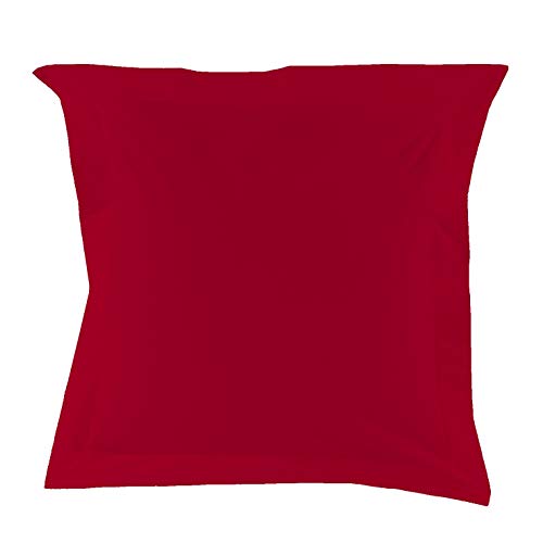 Essix - Taie d'oreiller Royal Line Percale de Coton Rouge carmin 64 x 64 cm