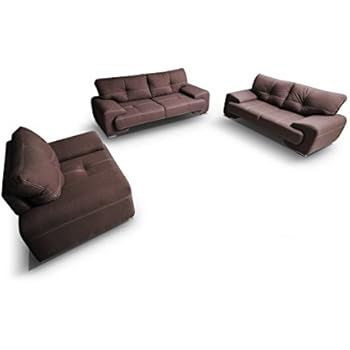 Ensemble Canape Et Fauteuil 3 2 1 Tissu Enzo Marron Amazon Fr