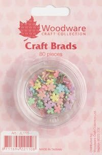 Pack of 80 MINI - FLOWER BRADS - Pastel, reusable, stackable container, Woodware Craft Collection