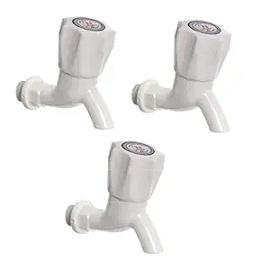 nilsons Plastic Bibcock/Water Tap, White, Polished Finish