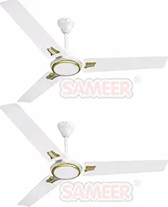 Sameer Ruby 1200mm Ceiling Fan (White, Pack of 2)